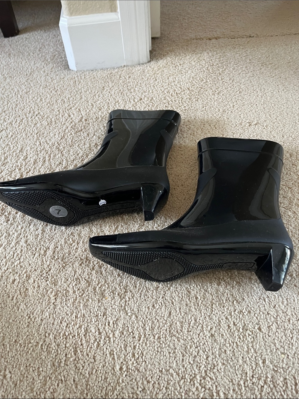 Jeffrey Campbell Black Gloss Heeled Rain Booties